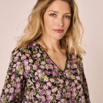 Blouse imprim floral, dtail dentelle - blancheporte