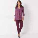 Blouse imprimé graphique col tunisien, crêpe - blancheporte Blouse imprimé graphique col tunisien, crêpe - blancheporte