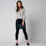 Blouse imprim graphique col tunisien, crpe - blancheporte