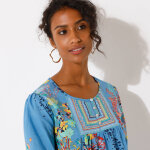 Blouse imprime fleurs, dtails brods - blancheporte