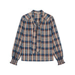 Blouse � lavalli�re manches longues, � carreaux - blancheporte