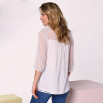 Blouse macram� unie, voile plumetis - blancheporte