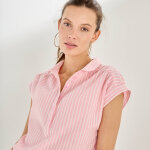 Blouse manches courtes � revers, rayures bicolores - blancheporte