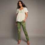 Blouse � plastron brod�e, manches papillon - lora zellini