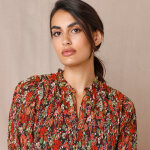 Blouse plissée imprimé fleuri, voile - blancheporte Blouse plissée imprimé fleuri, voile - blancheporte