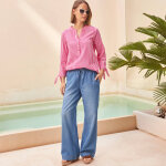 Blouse ray�e en seersucker, nouettes aux manches - blancheporte