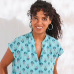 Blouse sans manches imprime, crpon - blancheporte