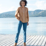 Blouse unie brode en coton, col fendu - blancheporte