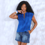 Blouse unie col mao en gaze de coton - blancheporte