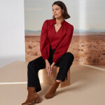 Blouse unie col montant, manches blousantes - blancheporte