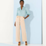 Blouse unie col tunisien, manches coudes smockes - blancheporte