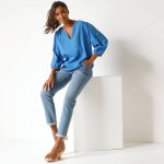 Blouse unie macram, manches brodes - blancheporte