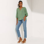 Blouse unie macram, manches brodes - blancheporte