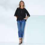 Blouse unie manches 3 / 4, broderie anglaise - blancheporte