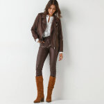 Blouson zippé col tailleur pressionné, suédine - blancheporte Blouson zippé col tailleur pressionné, suédine - blancheporte