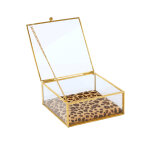Bo�te � bijoux verre et m�tal, avec coussin l�opard - blancheporte