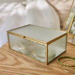 Bo�te de rangement en verre et m�tal - blancheporte