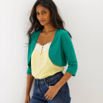 Bol�ro manches 3 / 4 uni, coton m�lang� - blancheporte