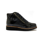 Boots cuir zippées et lacées grande largeur, motifs zébrés - pédiconfort Boots cuir zippées et lacées grande largeur, motifs zébrés - pédiconfort