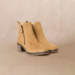 Boots zippées à talon en croûte de cuir, extra larges - 42 - marron - pédiconfort Boots zippées à talon en croûte de cuir, extra larges - 42 - marron - pédiconfort