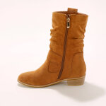 Bottes mi - hautes plissées À petit talon effet bois - blancheporte Bottes mi - hautes plissées À petit talon effet bois - blancheporte