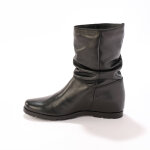 Bottes plisses mi - hautes en cuir avec semelle compense invisible - noir - blancheporte