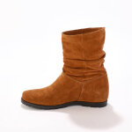 Bottes plisses mi - hautes en cuir velours, semelle compense invisible - blancheporte