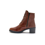 Bottines cuir  talon zippes et laces - 41 - marron - pdiconfort