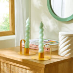 Bougeoir jaune mtal - lot de 2 - blancheporte