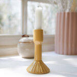 Bougeoir stri� c�ramique jaune - blancheporte