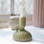Bougeoir stri� c�ramique vert - blancheporte
