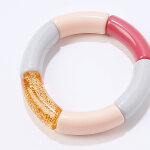 Bracelet �lastiqu� perles tubulaires, lot de 2 - blancheporte