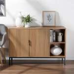 Buffet 2 portes, 2 niches en métal et bois - blancheporte Buffet 2 portes, 2 niches en métal et bois - blancheporte