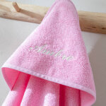 Cape de bain bb personnalisable - cape de bain : 80x80cm - rose - colombine des petits