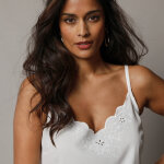 Caraco brod� uni bretelles r�glables - blancheporte