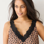 Caraco col v dentelle, imprim lopard - blancheporte