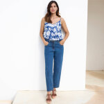 Caraco col v festonn�, imprim� - blancheporte