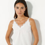 Caraco dentelle bretelles r�glables, cr�pe - blancheporte