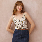 Caraco fines bretelles festonn motif lopard - blancheporte