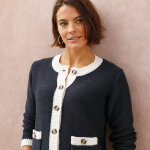 Cardigan bicolore boutonn� � poches - blancheporte