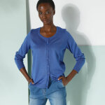 Cardigan boutonn col rond uni, toucher doux - 34 / 36 - bleu - colors&co