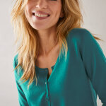 Cardigan boutonn col rond uni, toucher doux - 34 / 36 - vert - colors&co