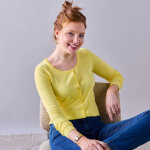 Cardigan boutonn col rond uni, toucher doux - 34 / 36 - jaune - colors&co