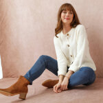 Cardigan boutonn maille anglaise manches longues - blancheporte