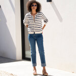 Cardigan ray  boutons officier, maille fantaisie. - blancheporte