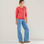 Cardigan ray� � boutons officier, maille fantaisie. - blancheporte