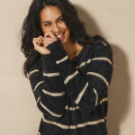 Cardigan rayures dores, maille poilue - blancheporte
