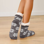 Chaussettes maille chenille fourres antidrapantes - blancheporte