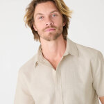 Chemise coton lin manches courtes boutonn�e - blancheporte