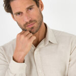 Chemise coton lin manches longues boutonnée - blancheporte Chemise coton lin manches longues boutonnée - blancheporte